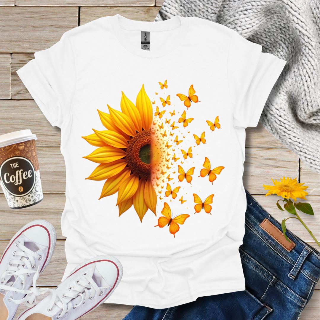 Sunflower With Butterflies T-Shirt