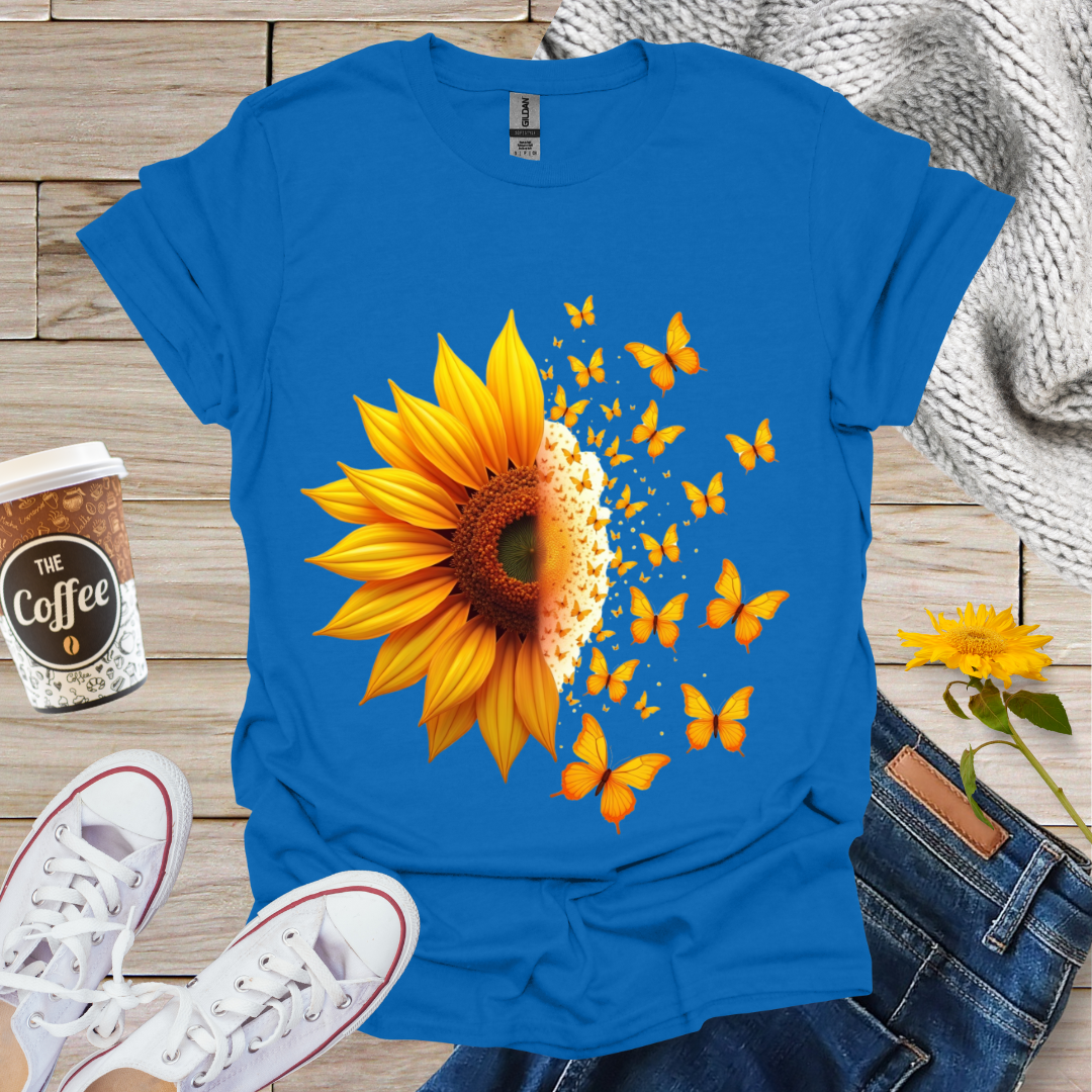 Sunflower With Butterflies T-Shirt
