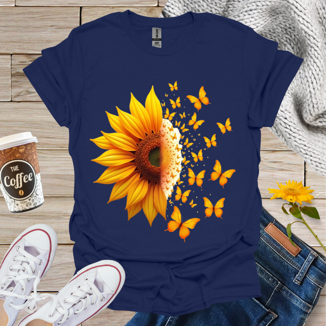 Sunflower With Butterflies T-Shirt