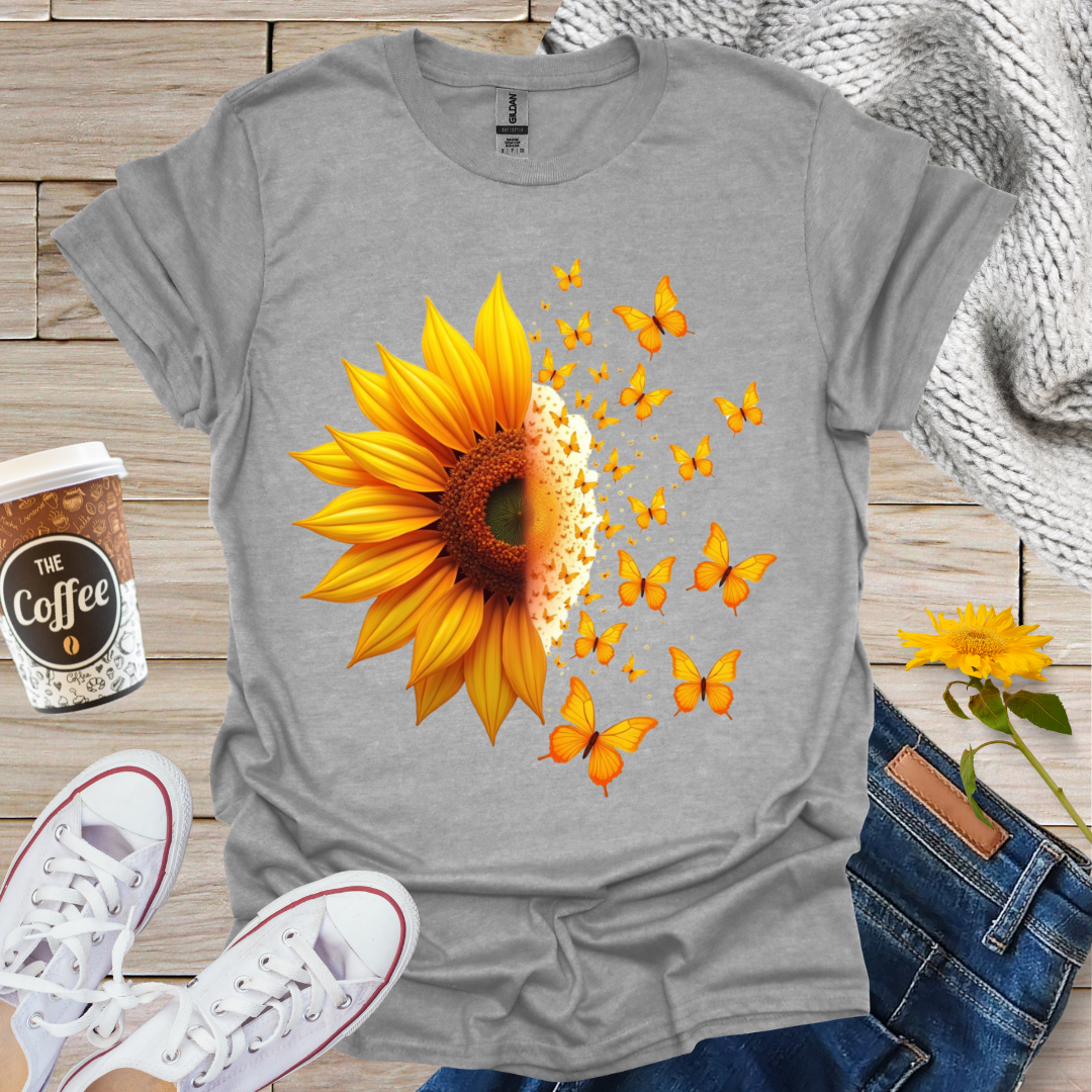 Sunflower With Butterflies T-Shirt