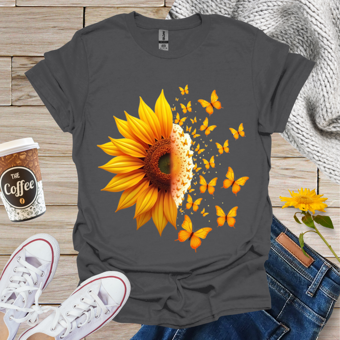 Sunflower With Butterflies T-Shirt