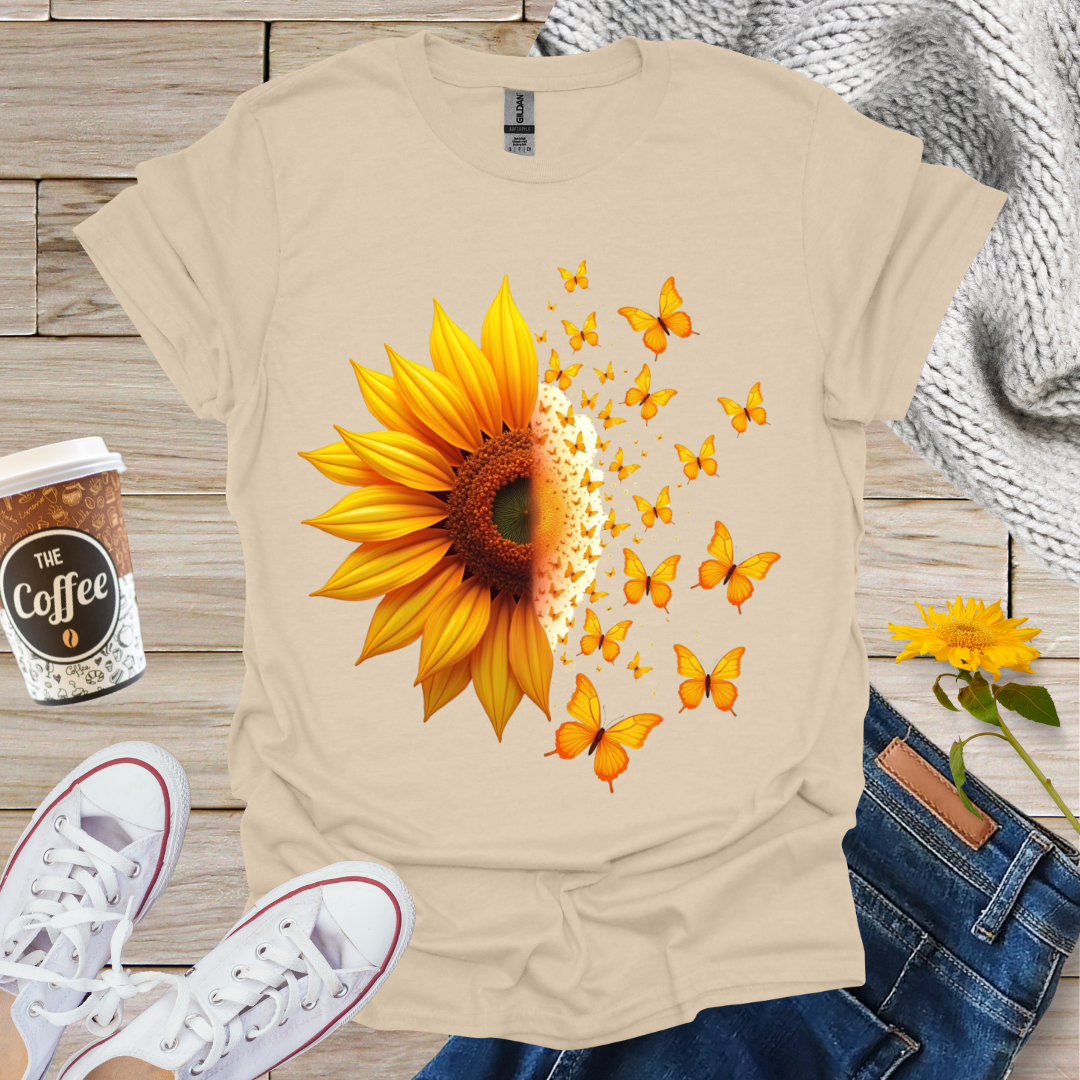 Sunflower With Butterflies T-Shirt