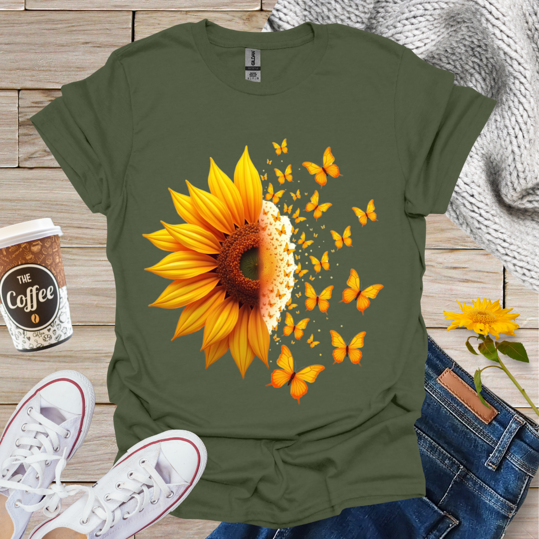 Sunflower With Butterflies T-Shirt