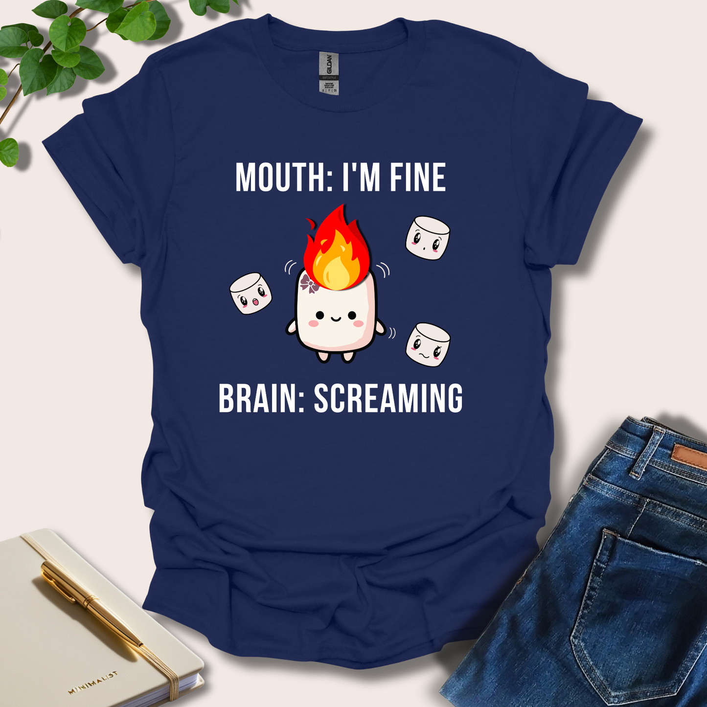 Mouth: I'm Fine Brain: Screaming T-Shirt