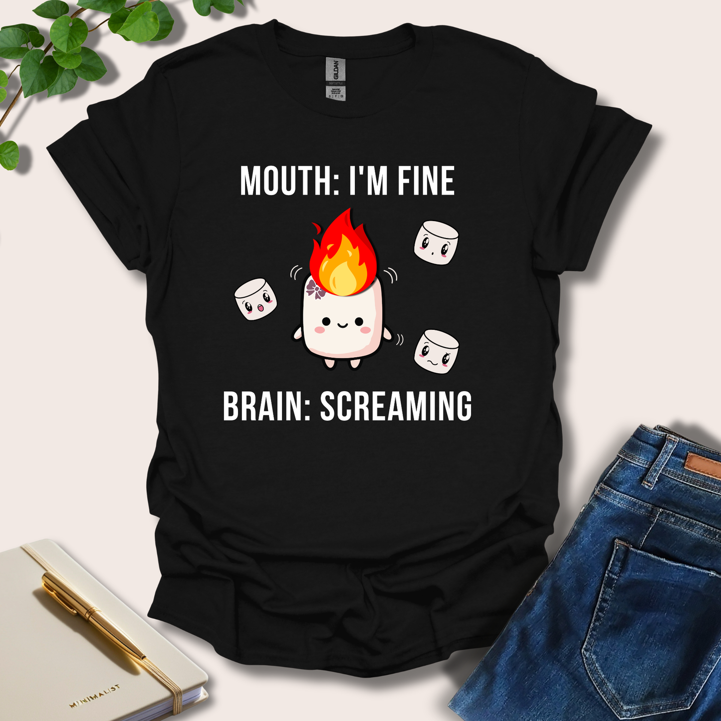 Mouth: I'm Fine Brain: Screaming T-Shirt