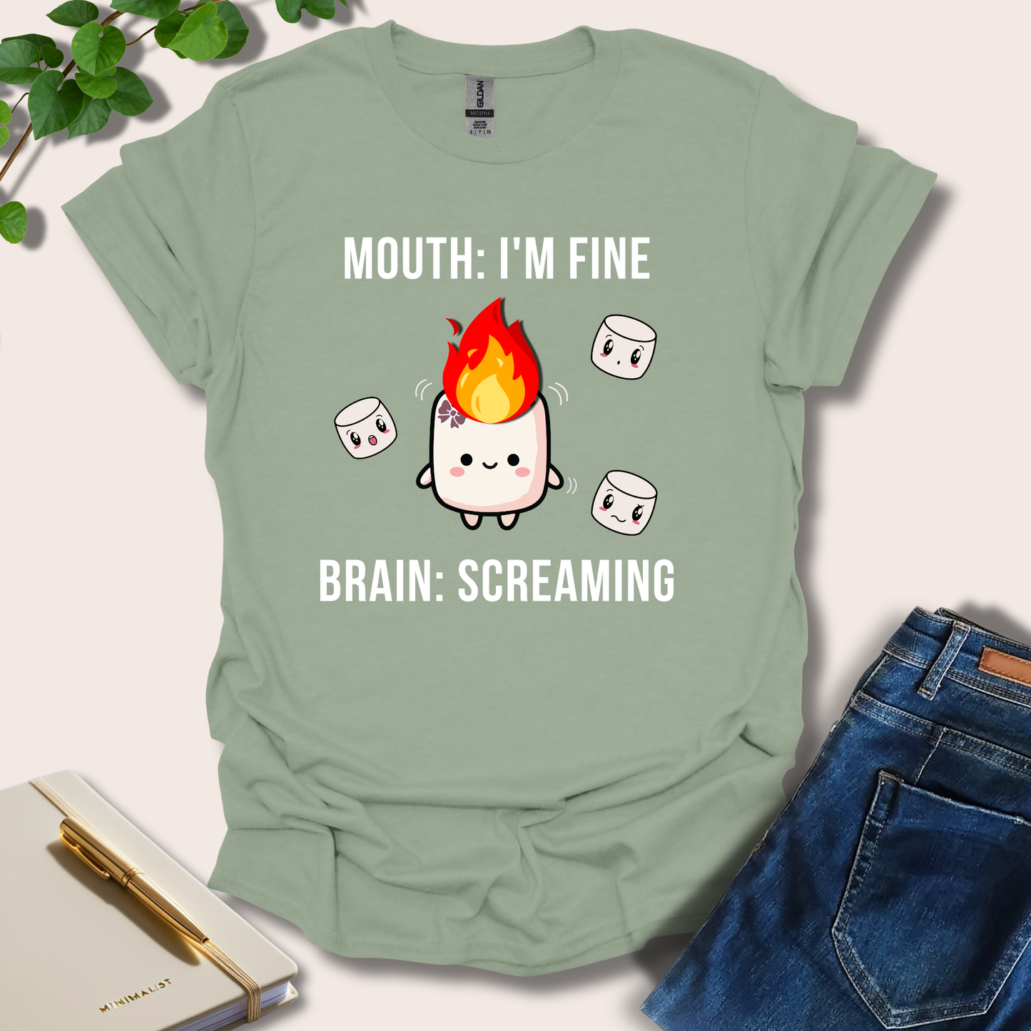 Mouth: I'm Fine Brain: Screaming T-Shirt