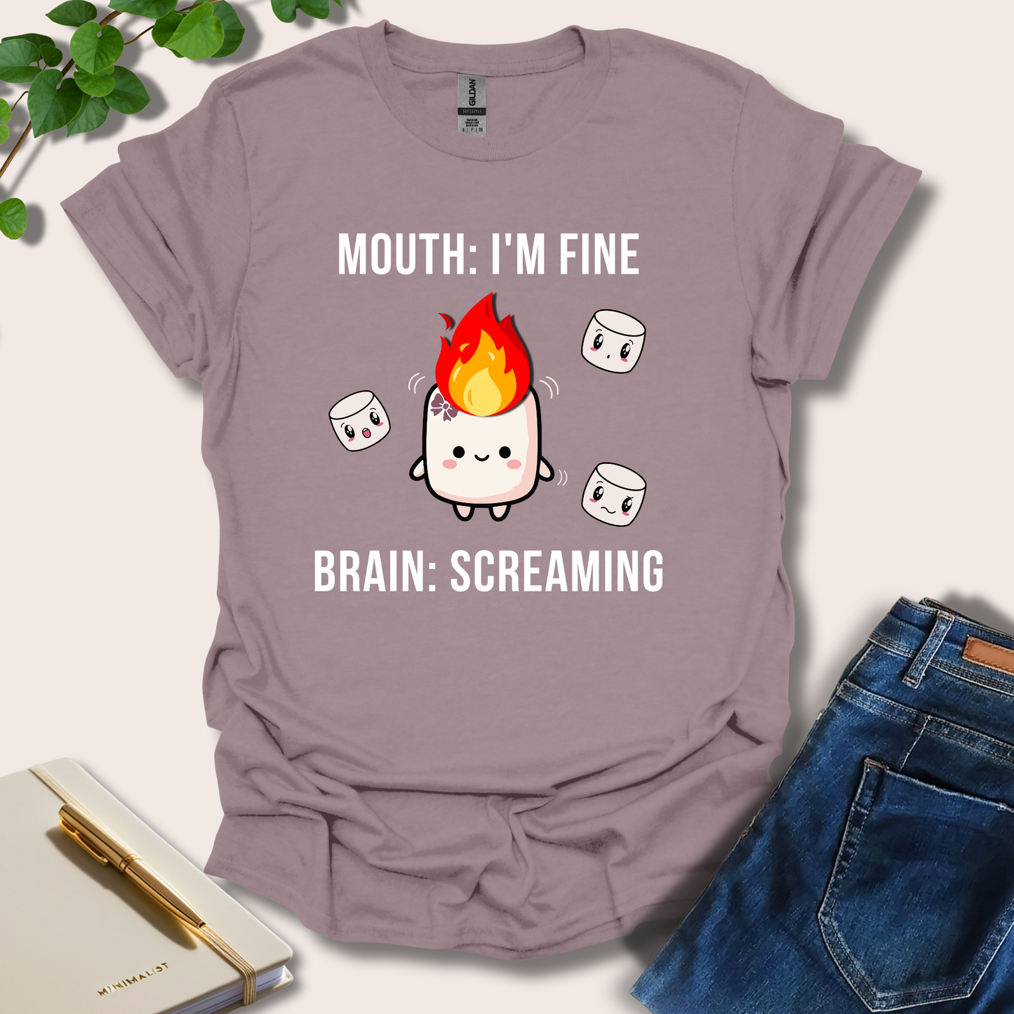 Mouth: I'm Fine Brain: Screaming T-Shirt