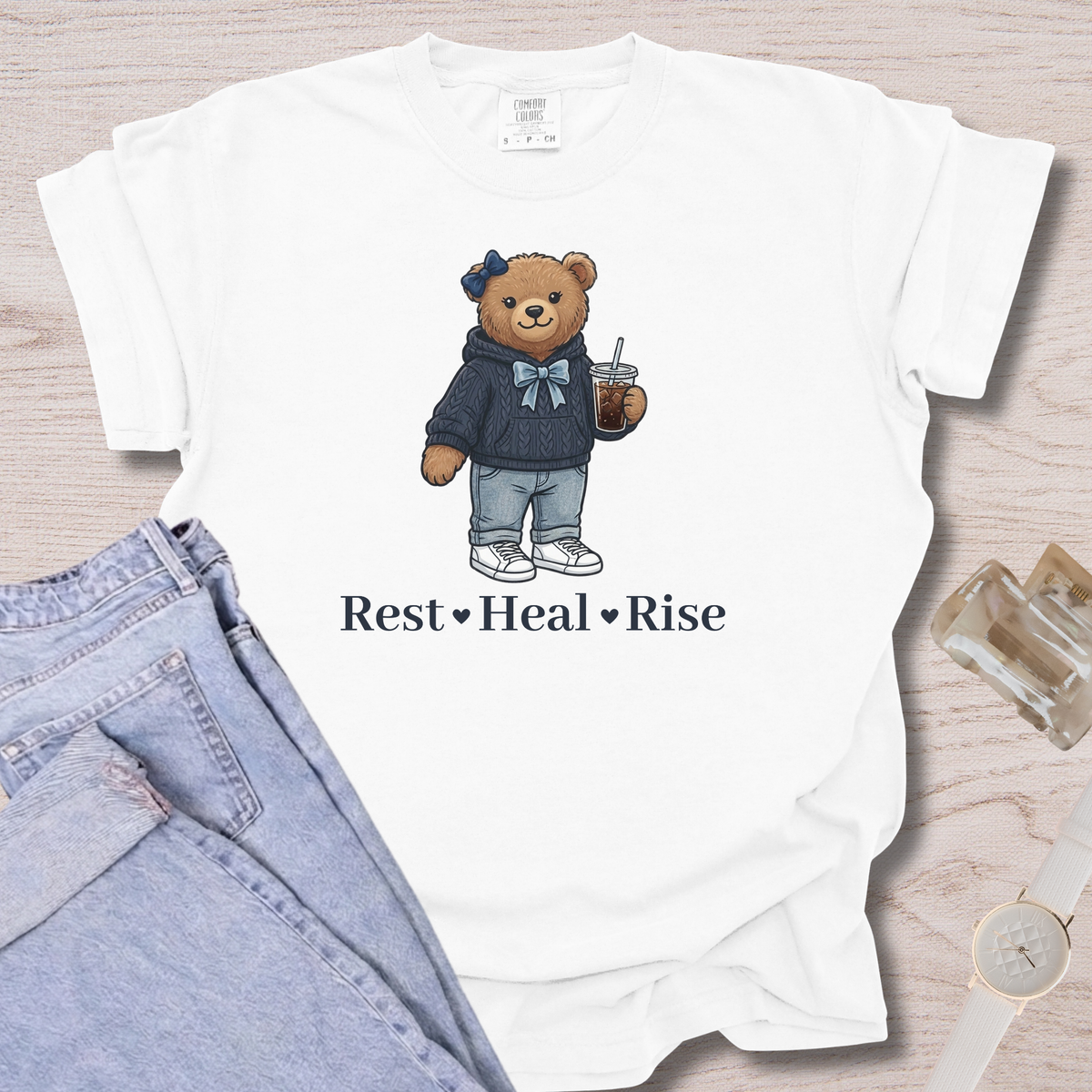 Rest Heal Rise Bear T-shirt
