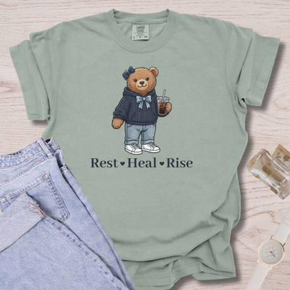 Rest Heal Rise Bear T-shirt