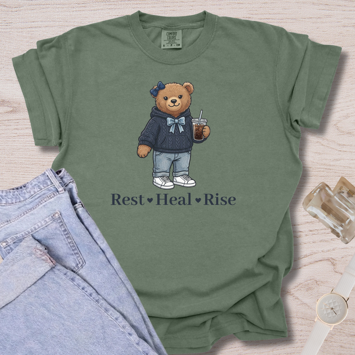Rest Heal Rise Bear T-shirt