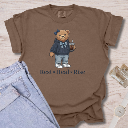 Rest Heal Rise Bear T-shirt