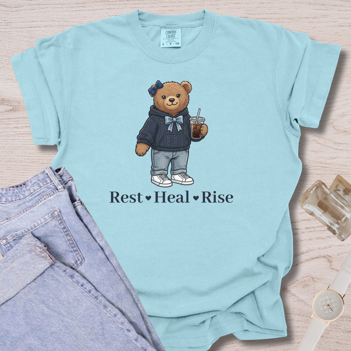 Rest Heal Rise Bear T-shirt