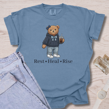 Rest Heal Rise Bear T-shirt