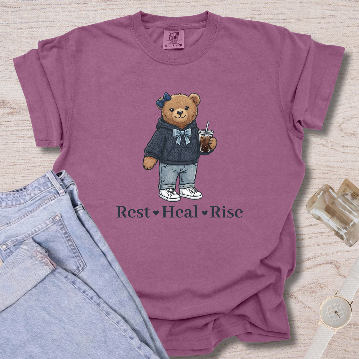 Rest Heal Rise Bear T-shirt