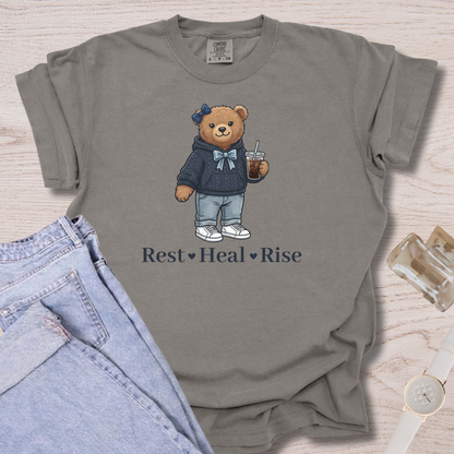 Rest Heal Rise Bear T-shirt