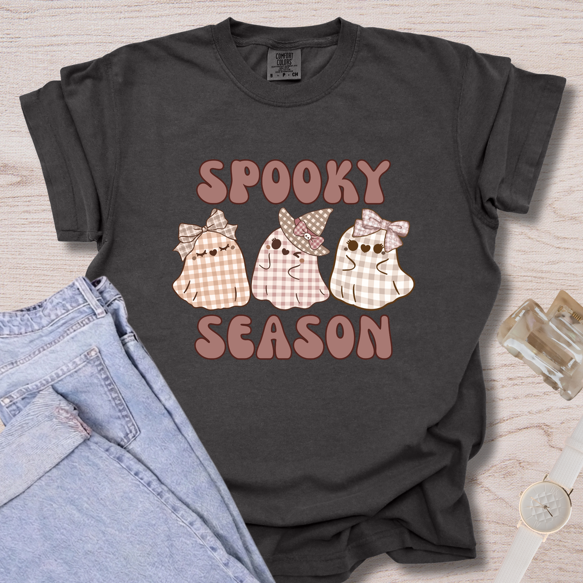 Spooky Season Plaid Ghosts T-shirt