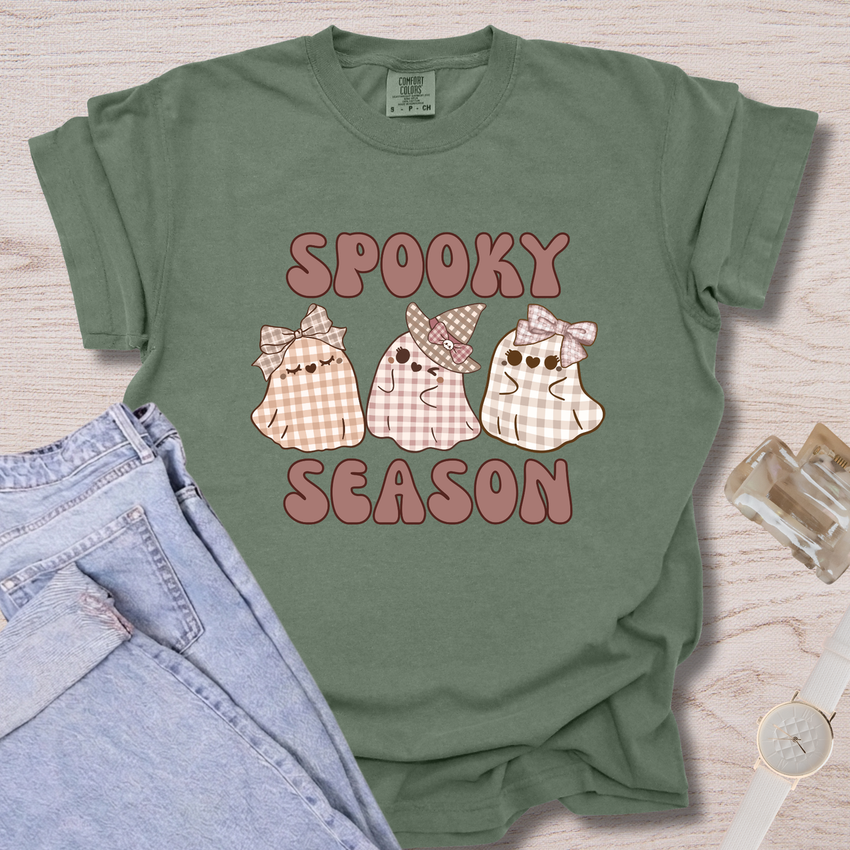 Spooky Season Plaid Ghosts T-shirt