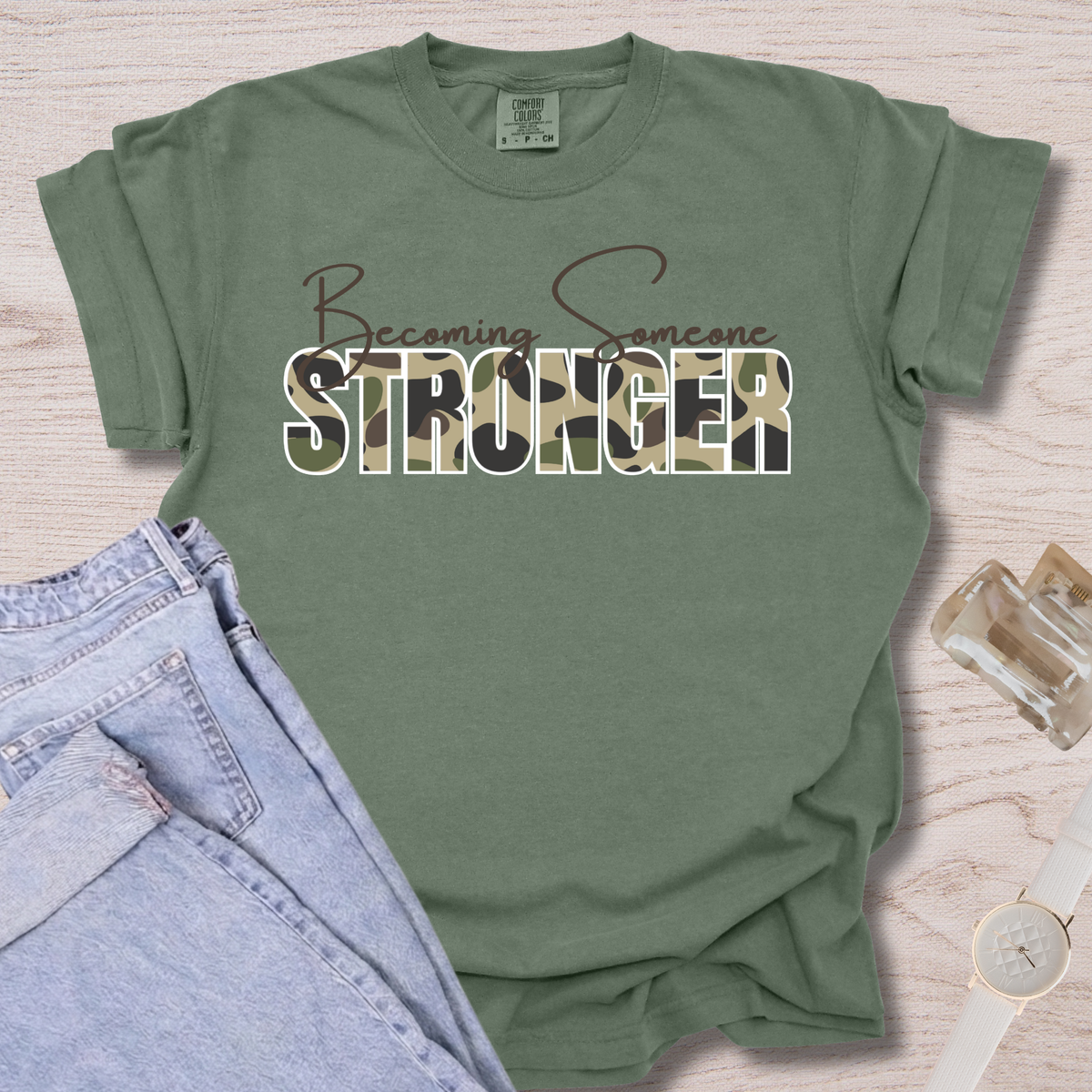 Becoming Someone Stronger Camo T-shirt