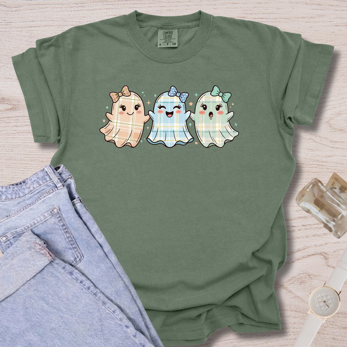 Plaid Bow Ghost T-shirt