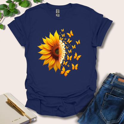 Half Sunflower Half Butterflies T-Shirt